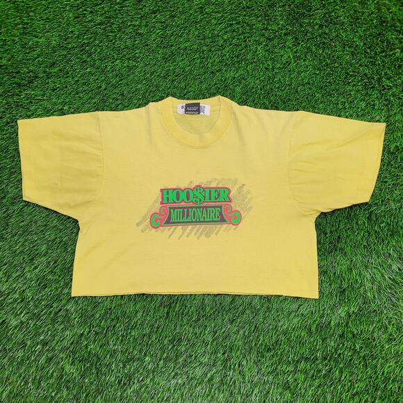 Vintage 80s Hoosier Millionaire Crop Shirt Womens M 19x15 Lottery Game-Show - Picture 1 of 14